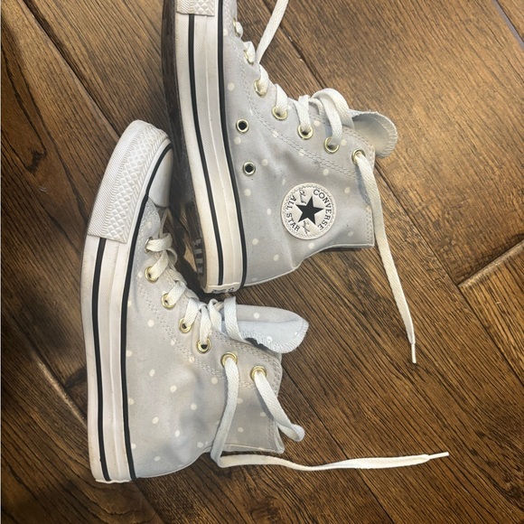 RARE Converse ALL STAR  High-Top Sneakers in Light Gray white Polka dots - Picture 3 of 11